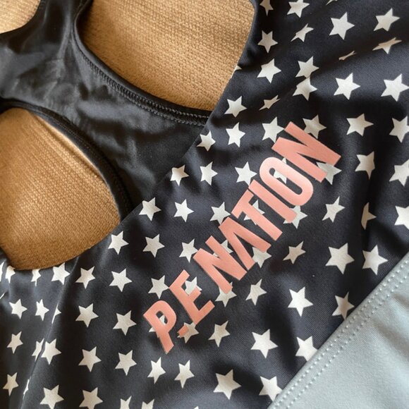 PE.NATION SPORT BRA WHITE BLACK PINK STARS SIZE XSMALL GYM YOGA CHIC SPORTY - Picture 9 of 14